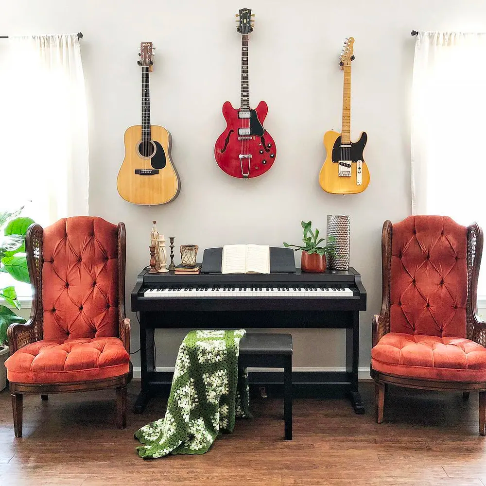 Electric guitars wall display